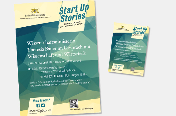 Start Up Stories – Plakat und Einladungsflyer
