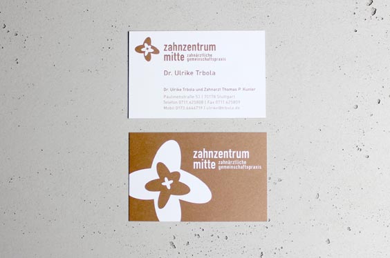 Visitenkarte vorn/hinten zahnzentrum mitte
