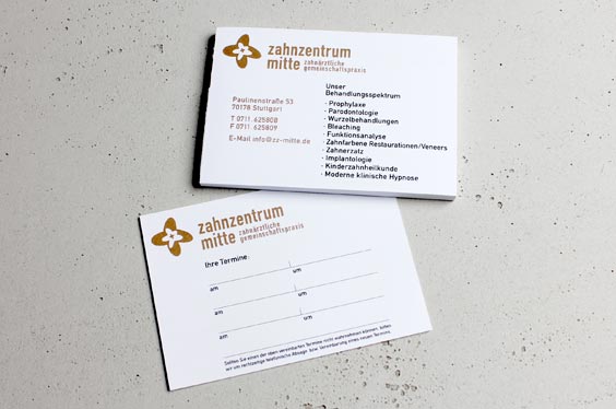 Terminkarten zahnzentrum mitte